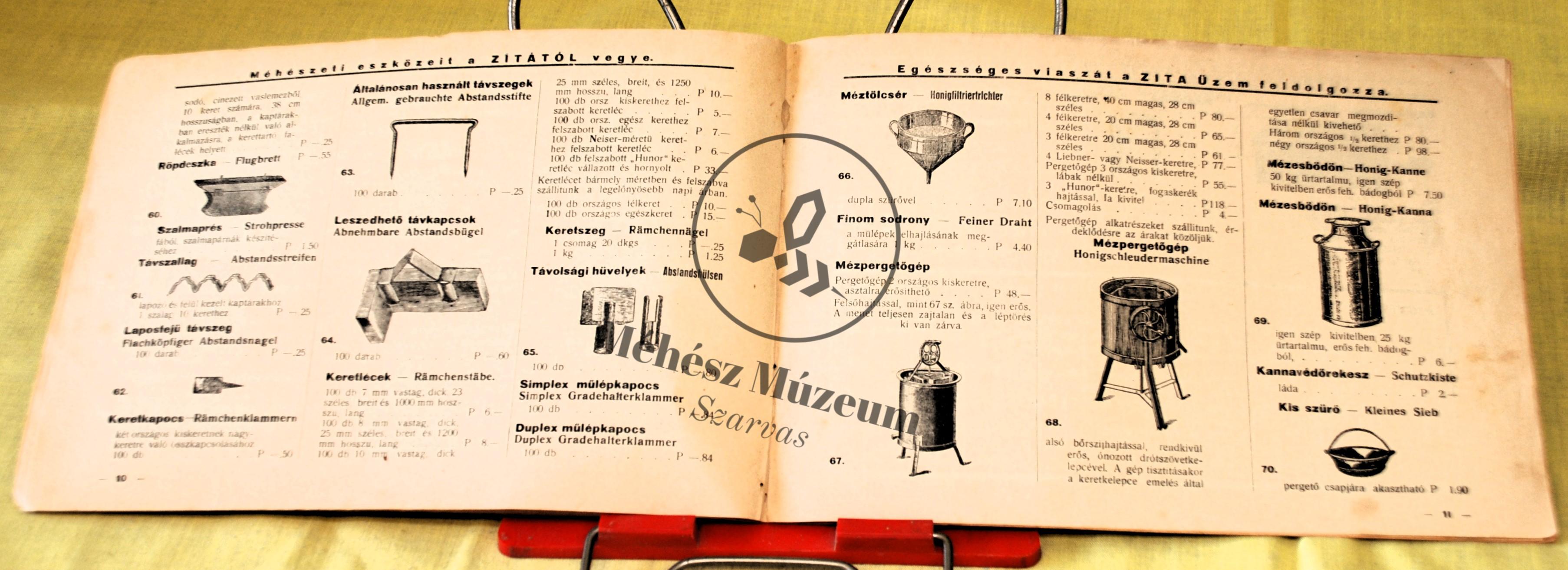 Zita Méhészeti árjegyzék